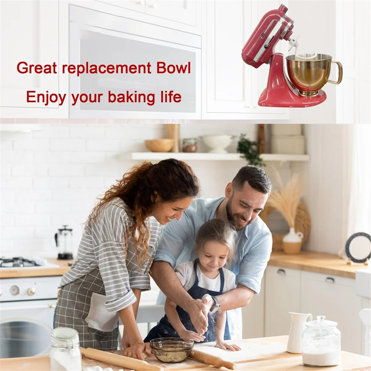 5 QT Stainless Steel Mixer Bowl for KitchenAid Artisan&Classic 4.5-5QT Tilt-Head Mixers K45 KSM70 KSM150 Copper Gold