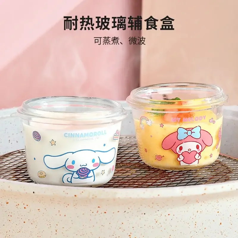 Sanrio Hello Kitty Anime Kawaii Cinnamoroll Ins Baby Food Bowl Cute My Melody Food Storage Box Household Tableware Gifts Toys