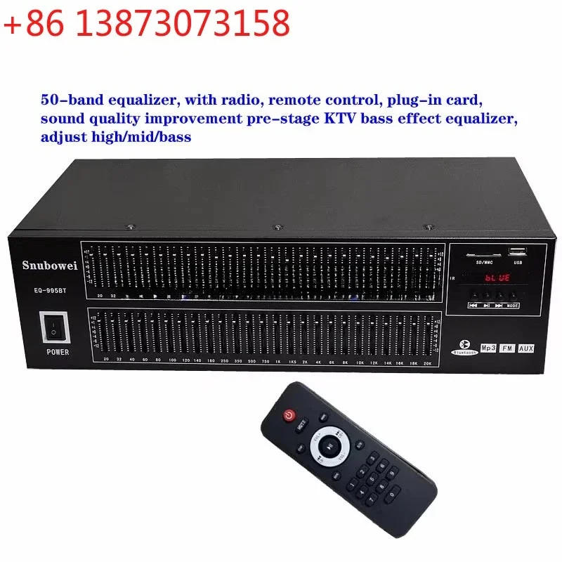 Sound quality improvement pre-stage KTV bass effect equalizer，50-band equalizer, with radio, remote control, plug-in card