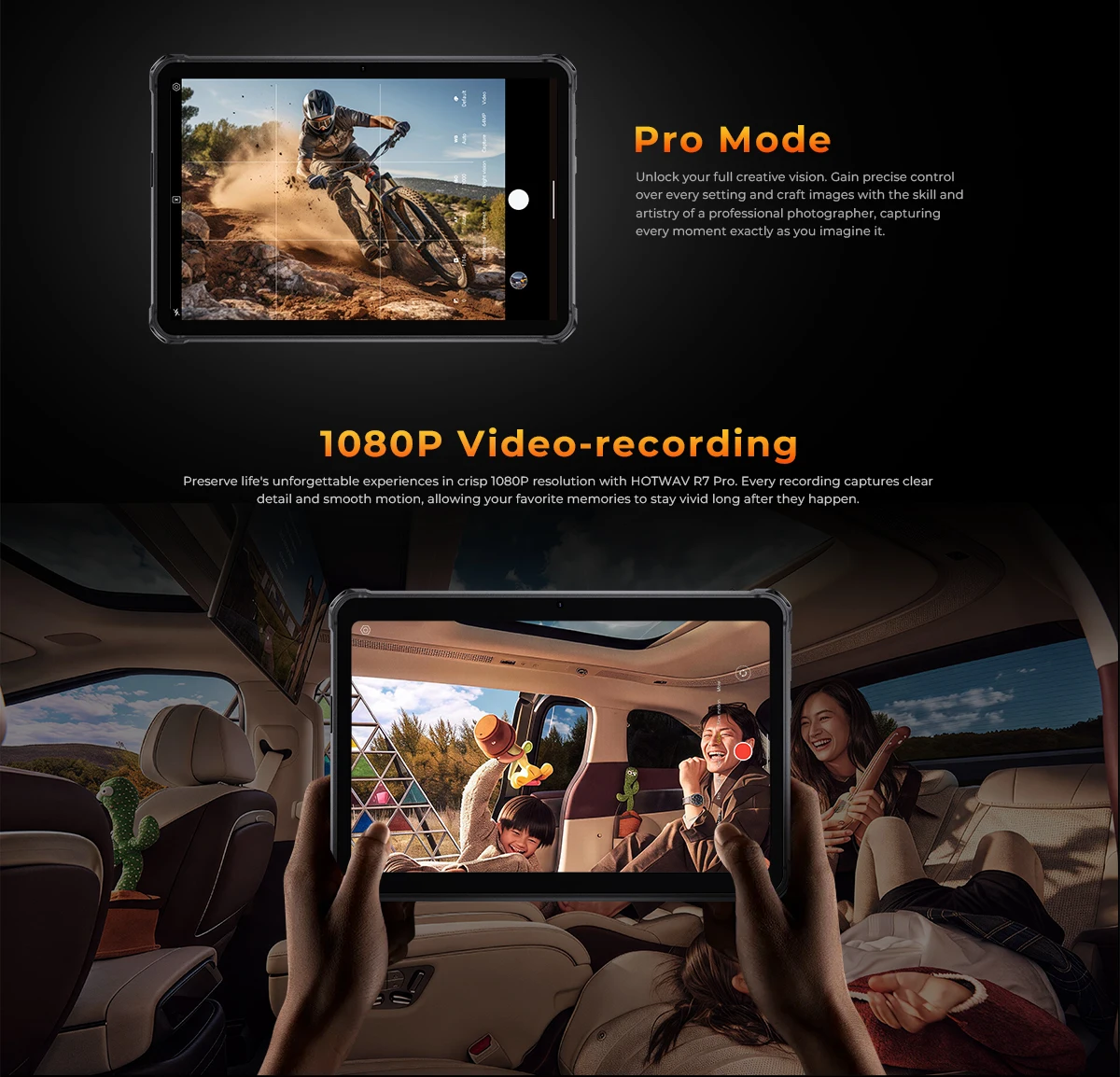 HOTWAV R7 Pro 10.1'' HD 120Hz Display 1080P Rugged Tablet 15600mAh Massive Battery 20W Fast Charging Android 16 Super Camping Light Pad 8GB RAM 256GB ROM 20MP + 5MP Camera Self-Developed AI Toolset Octa-core Tablet PC With Flexible Aluminum Stand