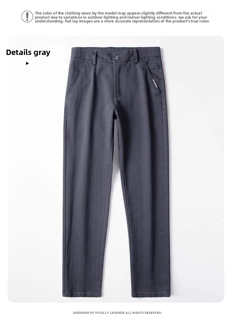 Herbst-Winter Herren Einfarbige Lässige Baumwollhose Dehnbare Anzughose Formelle Business-Baggy-Hose Klassische Schwarze Marineblaue Hose – Detail 19