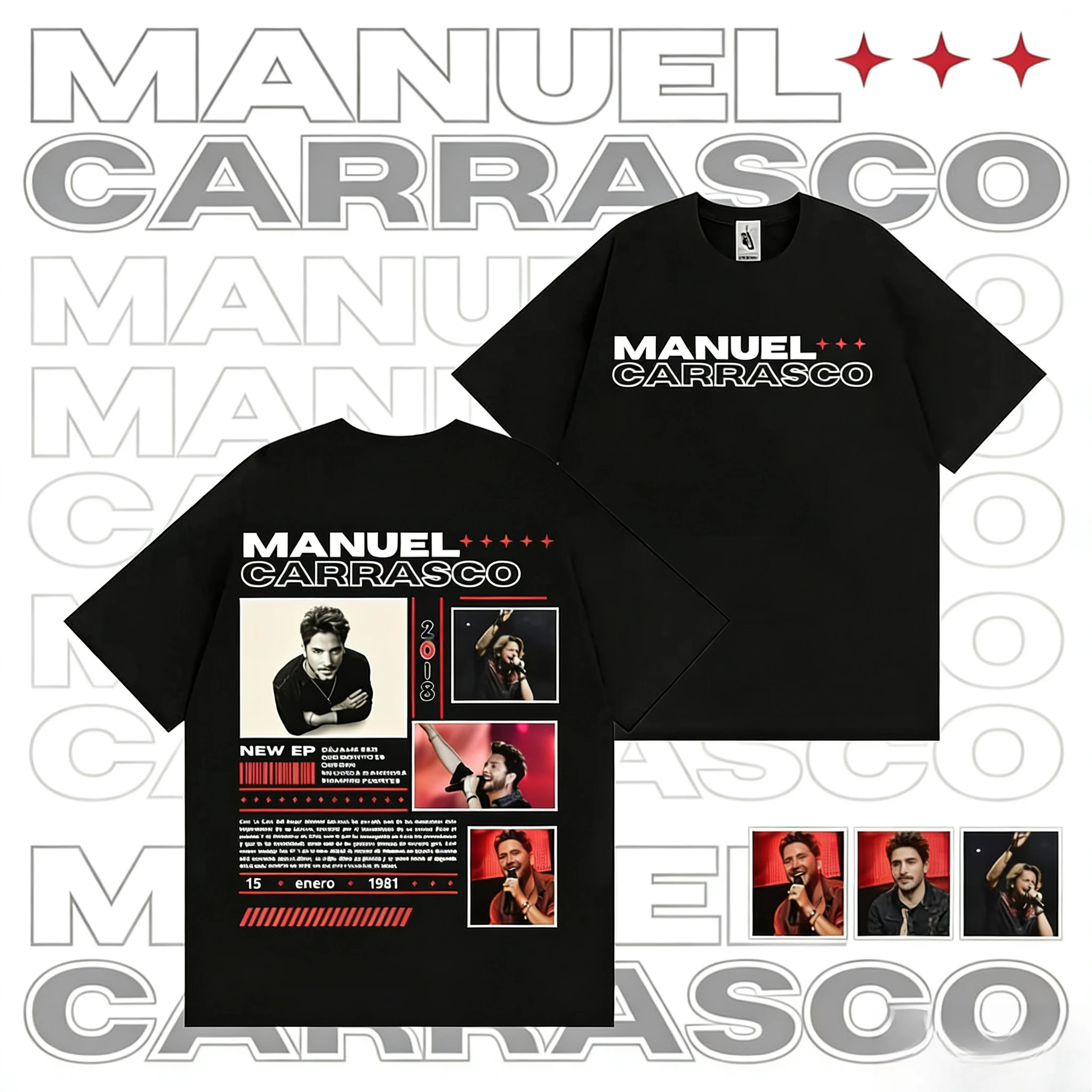 

Rapper Manuel Carrasco's Album Tour Cover T-shirt for Men and Women's Fashion 2025-26 Summer Pure Cotton 100% Printed T-shirt