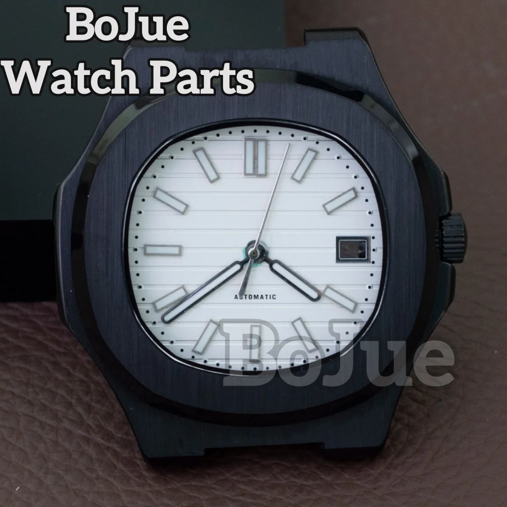 

41mm Square Black PVD Watch Case Stainless Steel Bracelet Sapphire Glass For Nautilus NH35/NH36/NH38 Movement 30.5mm Dial Hands