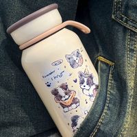 Japanese Style Cartoon Animal Water Bottle Stainless Steel Leak Proof Cute Cat Thermos Cup Smooth 450ml Cute Cat Thermos Bottle
