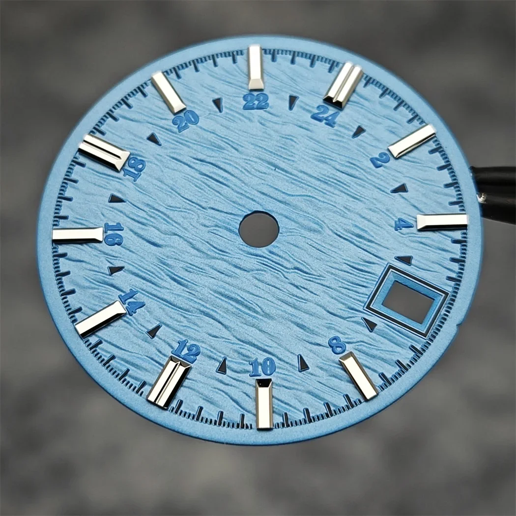 28.5mm DIY Watch Dial Water Ripple Surface Number Inner Circle with Single Calendar Watch Accessory for NH35 / NH34 Movement