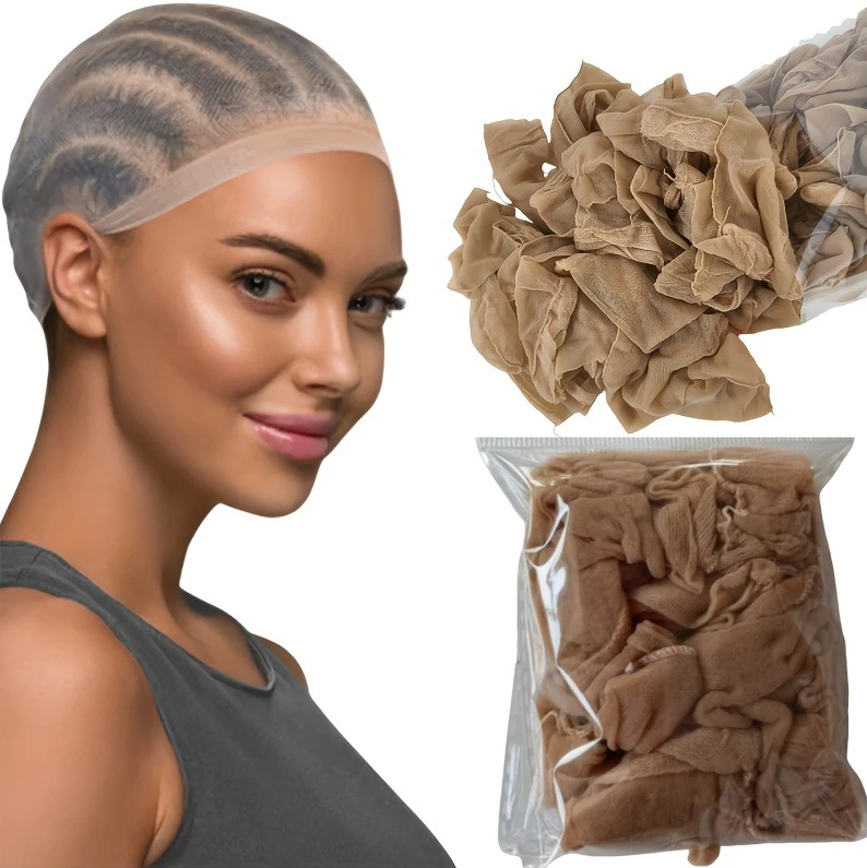 10Pcs HD Wig Caps High Quality Transparent HD Hair Nets Weave Nylon Stretchy Lace Front Wig Cap for Women Men Light Brown