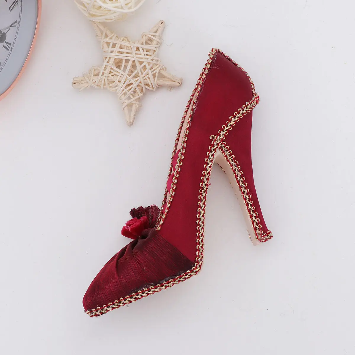 

Stylish High Heel Jewelry Display Stand Holder for Earrings Rings Storage Organizing Rack Wine Red