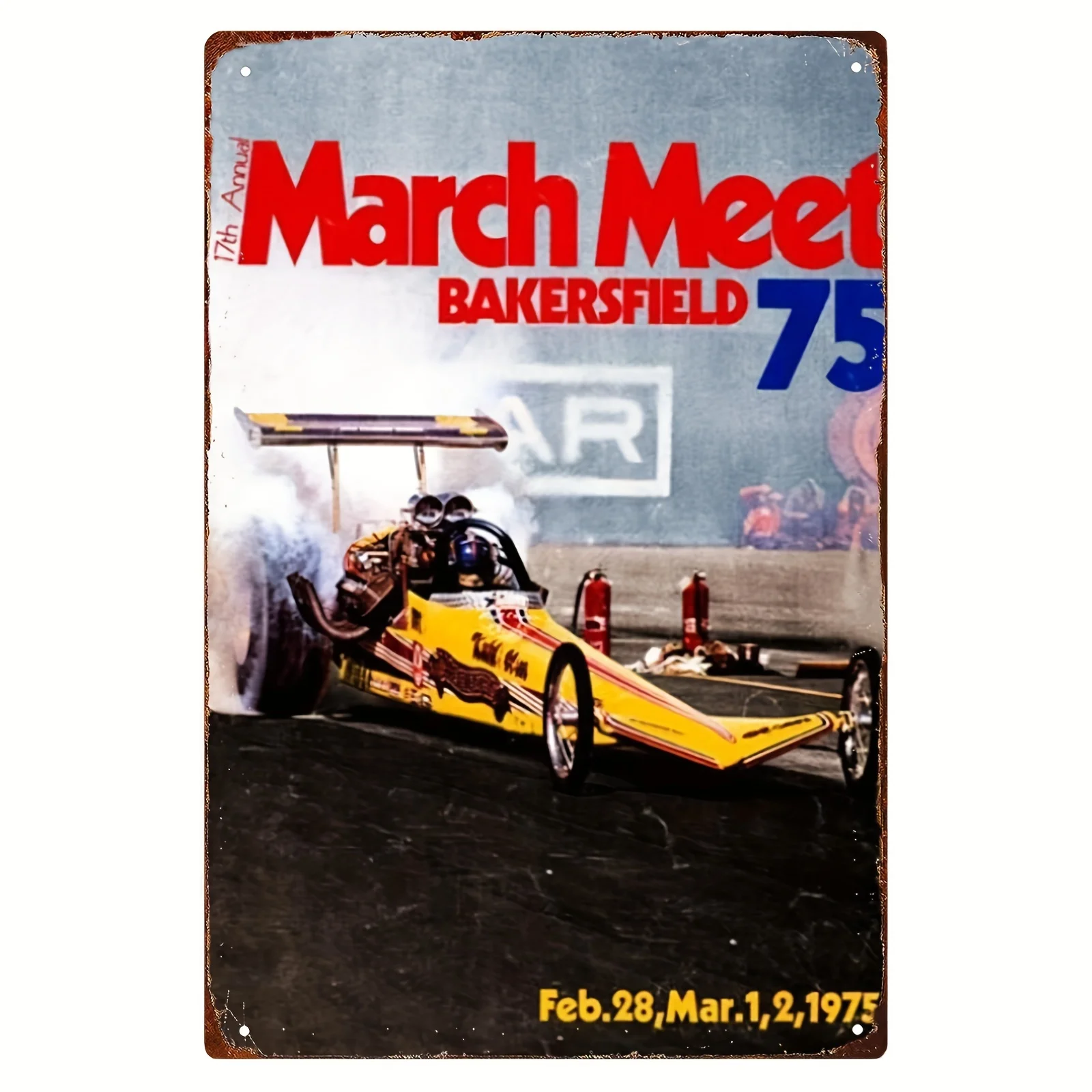 Vintage 1975 March Meet Bakersfield metal Metal Wall Decor - Retro Iron Sign Plaque for Home, Bar, Garden, Coffee Shop, Restaura
