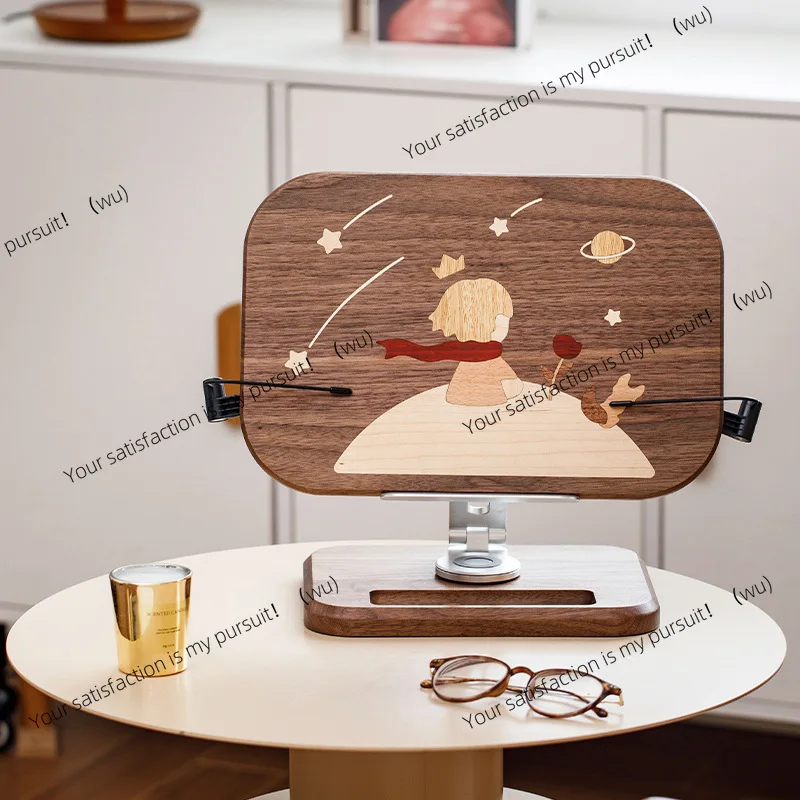 Little Prince Reading Rack Solid Wood Reading Stand Student Reading Bookshelf Desktop Can Be Lifted Telescopic Wooden Writing