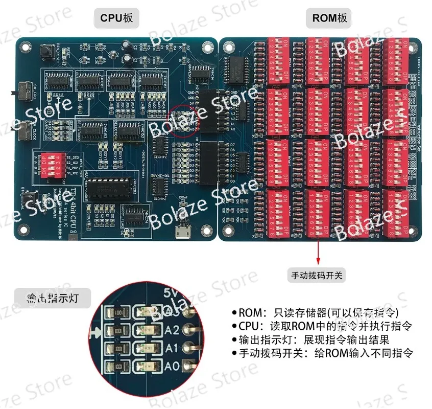 4Bit TD4 CPU Self-made Introduction 74 Series Chip Logic Circuit Design CPU Operating Principle Learning