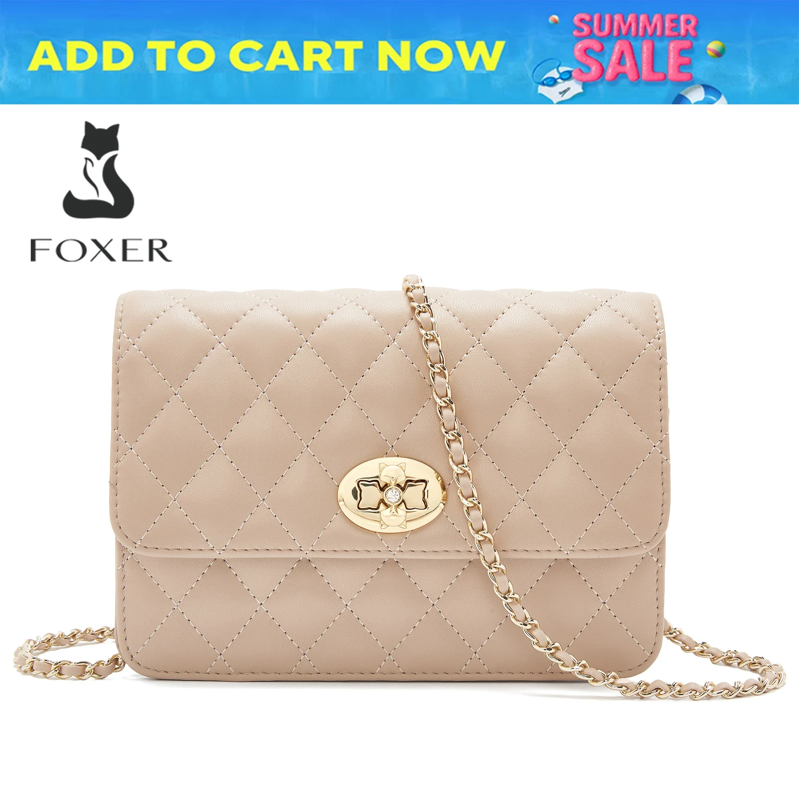 

FOXER Women Leather Shoulder & Crossbody Bag Lady Classic Small Chain Bag Gift for Wife, Girlfriend