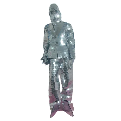 Popular party performance custom silver adult mirror costumes suit for club