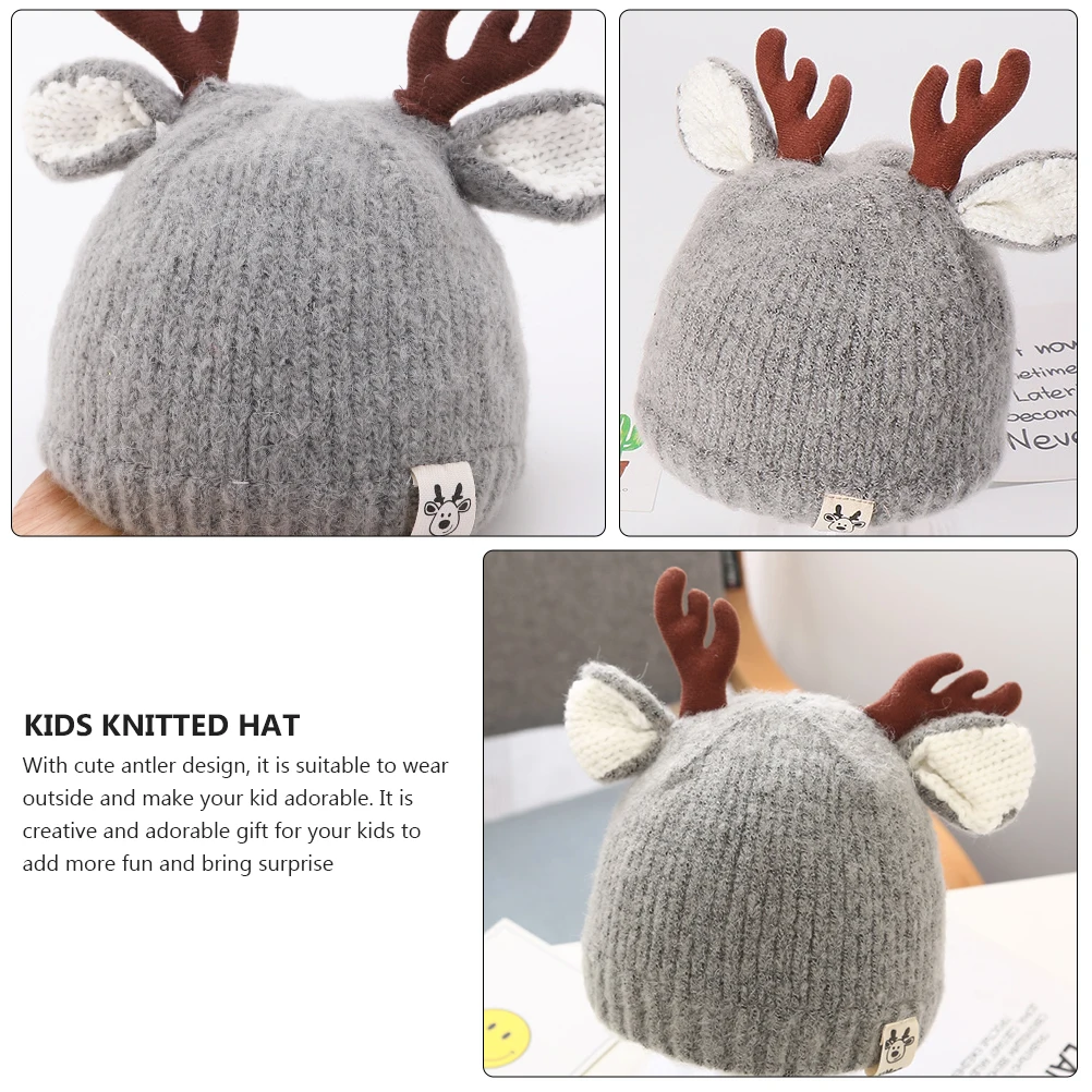 

1Pcs Winter Antler Odorless Healthy Environmentally Friendly Baby Knitted Cap Winter Baby Hat Woolen Hats