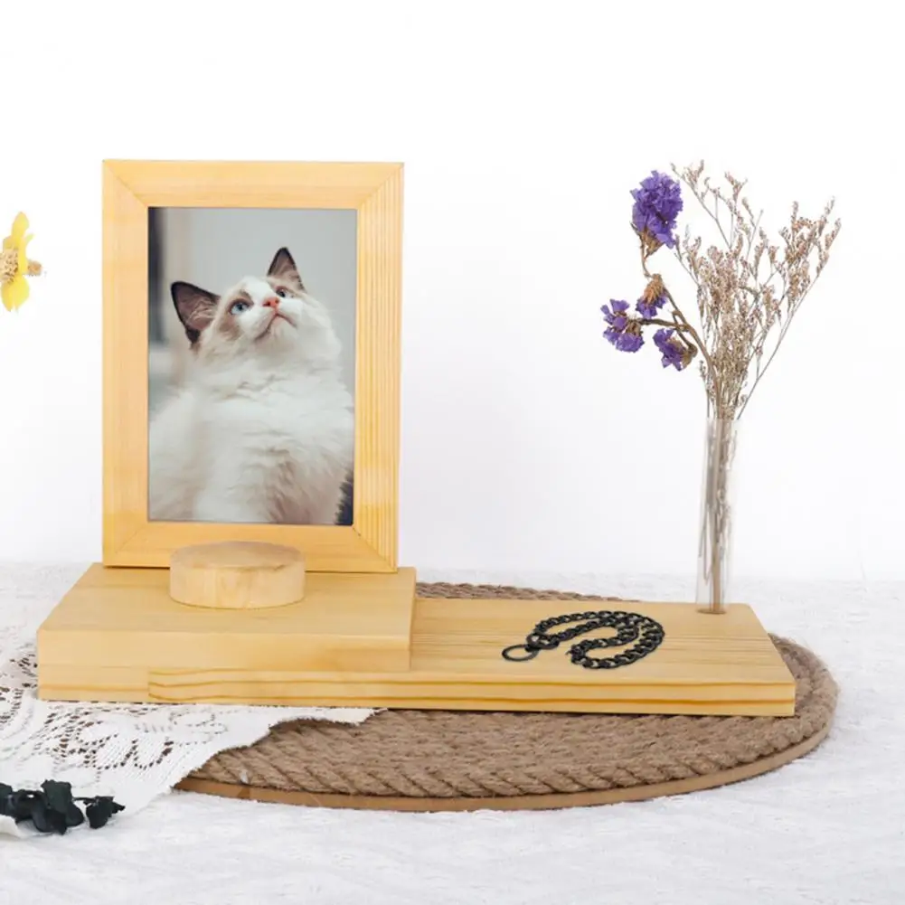 Photo Frame Pet Keepsake Box Pet Souvenir Box Wooden Pet Box with Detachable Photo Frame Stand for Cats Dogs Simple Operation