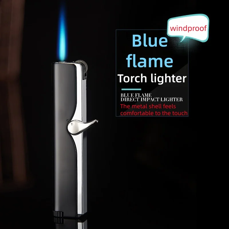 

Retro Grinding Wheel Straight Forward Windproof Red Flame Lighter Metal Material Women's Long Bar Lock Fire Personalized Lighter