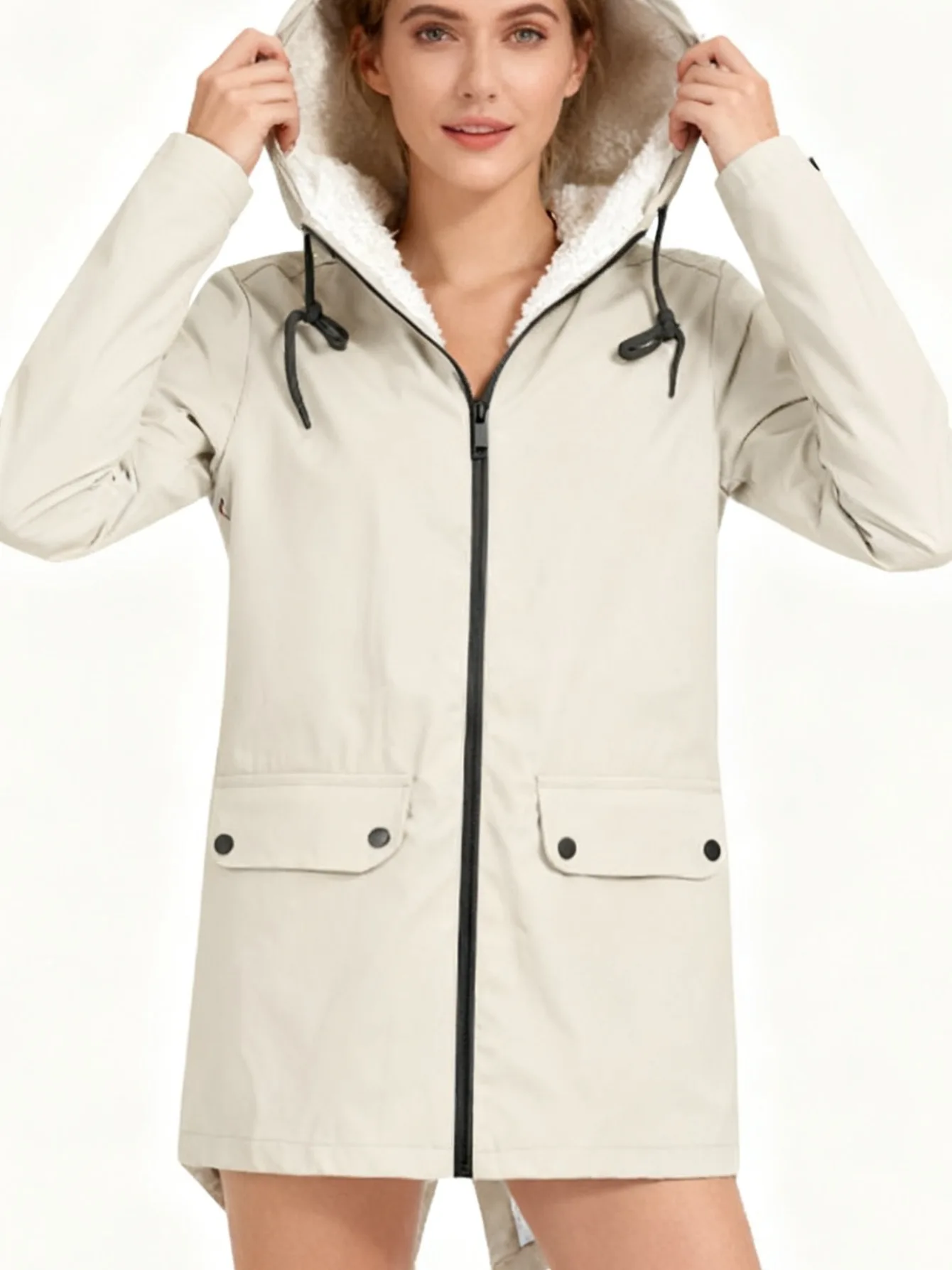 

2025 European and American Windbreaker Autumn Winter Outdoor Thermal Lined Hooded Water Resistant Windproof Jacket