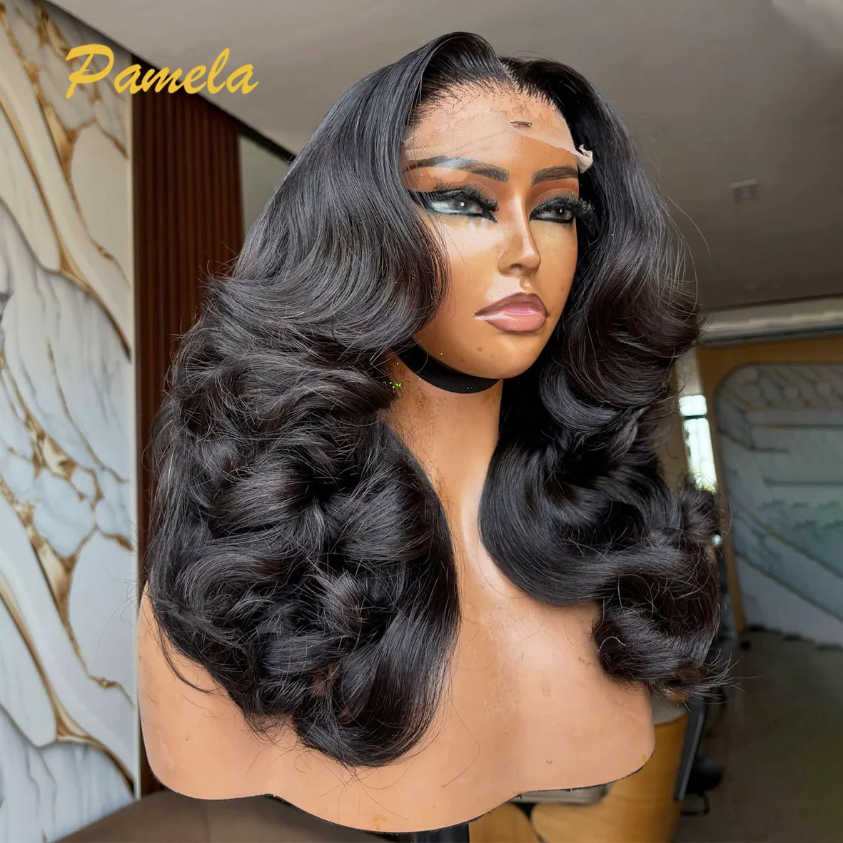 Perruques en cheveux humains sans colle, densité 250%, ondulations profondes lâches, dentelle transparente 13x6, pré-épilées, prêtes à porter pour femmes