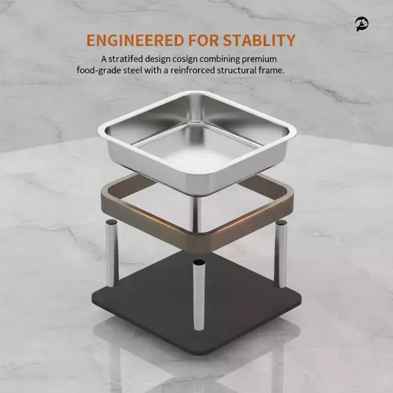 Large Capacity Stainless Steel Dog Bowl 15° Tilted Raised Design With Neck Guard Healthy Feeding Shatterproof For Cats Puppies