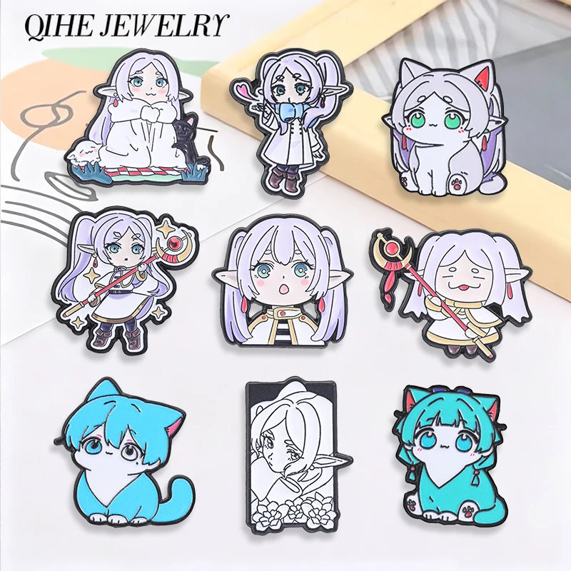 4-9 Stück/Set Fantasy-Abenteuer Anime Katzen-Elfen-Magier Emaille-Pin Anime Mechanische Charakter-Kampfrüstung Roboter Brosche Schmuck Abzeichen – Detail 8