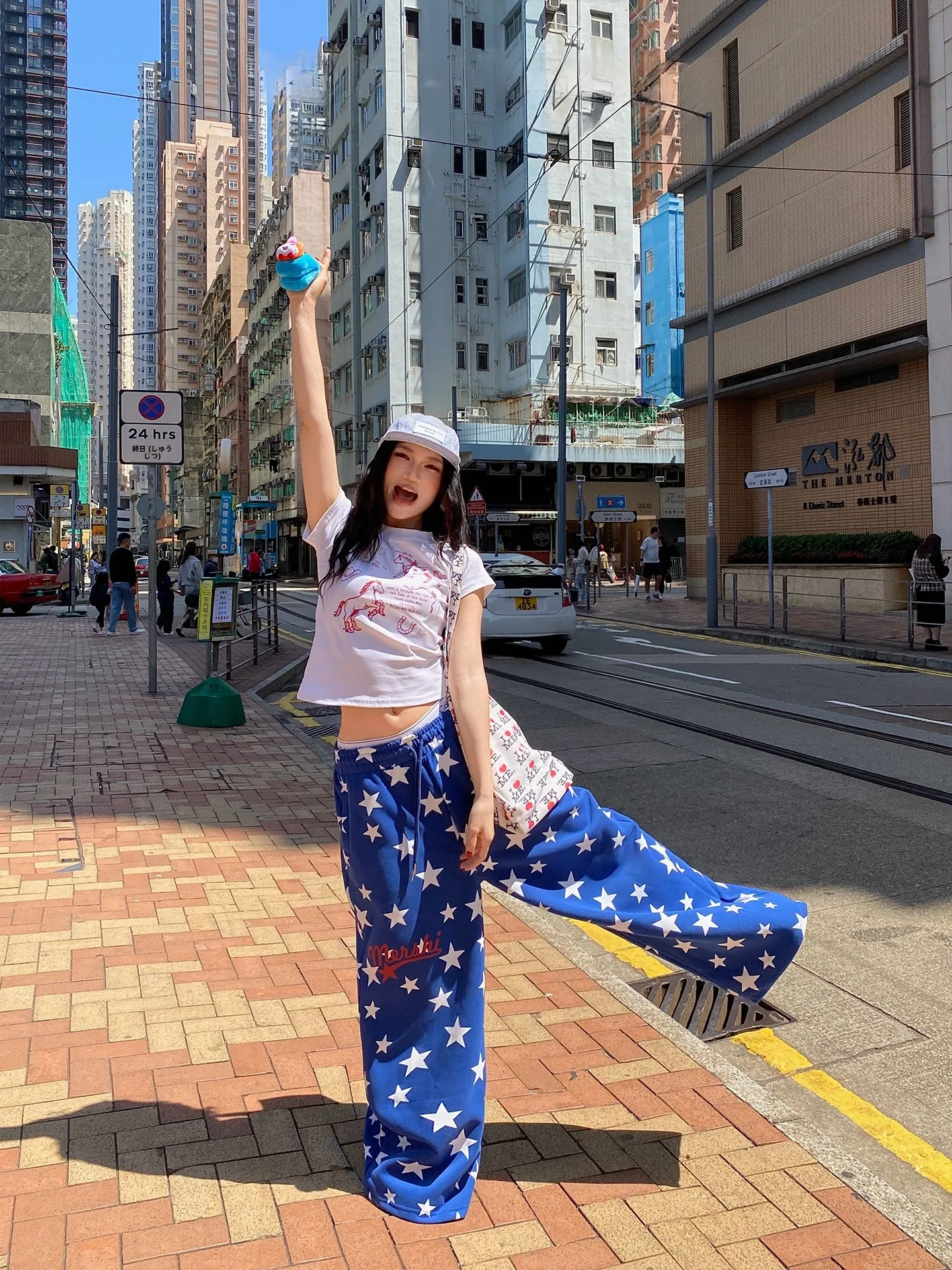 

Широкие спортивные брюки в американском стиле для женщин, повседневные, прямого кроя, в пол, модные длинные брюки с принтом звезд, удобные