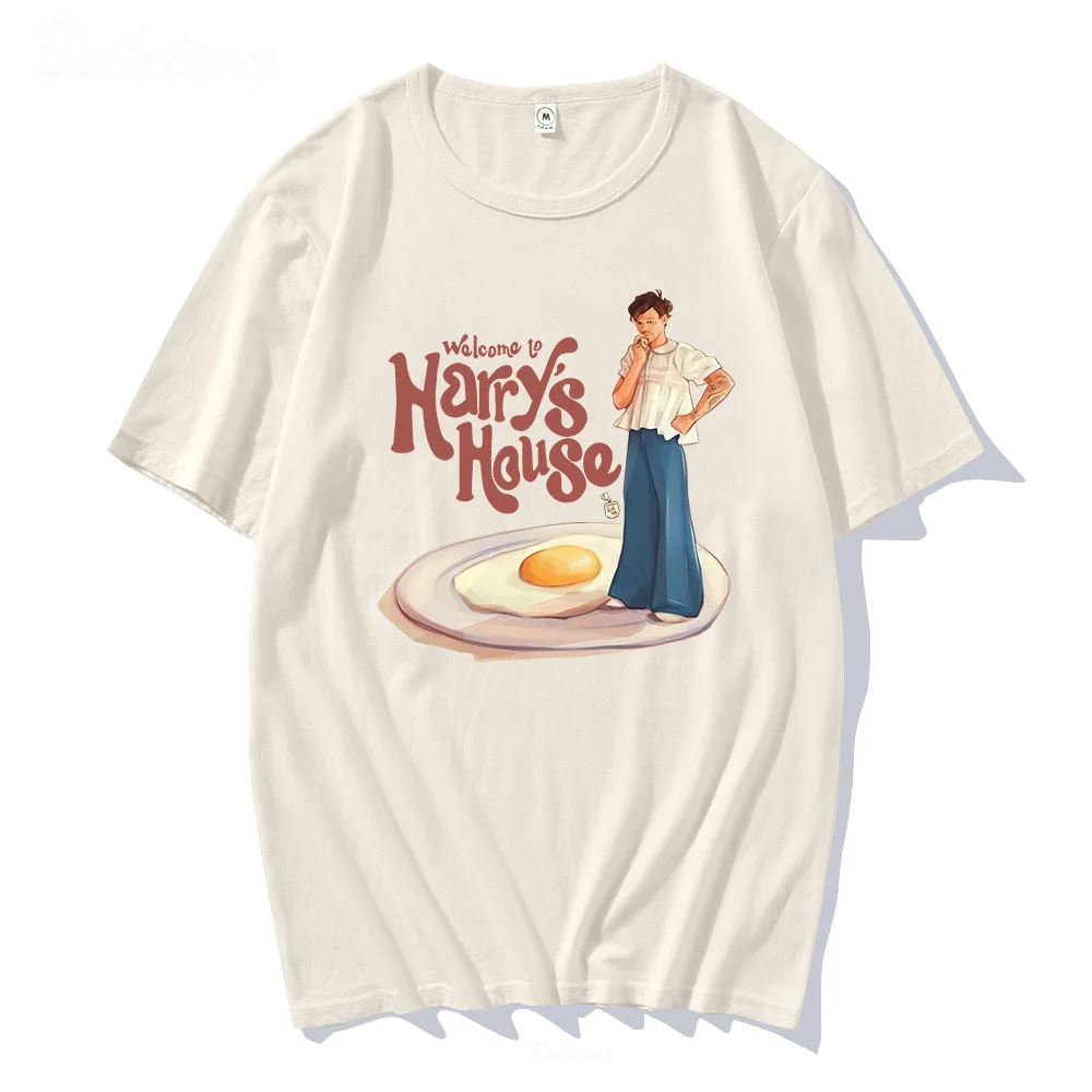 Camisetas de cuello redondo de talla grande para hombre y mujer, camisa 100% de algodón con estampado de huevos de desayuno, cubierta de álbum Musical