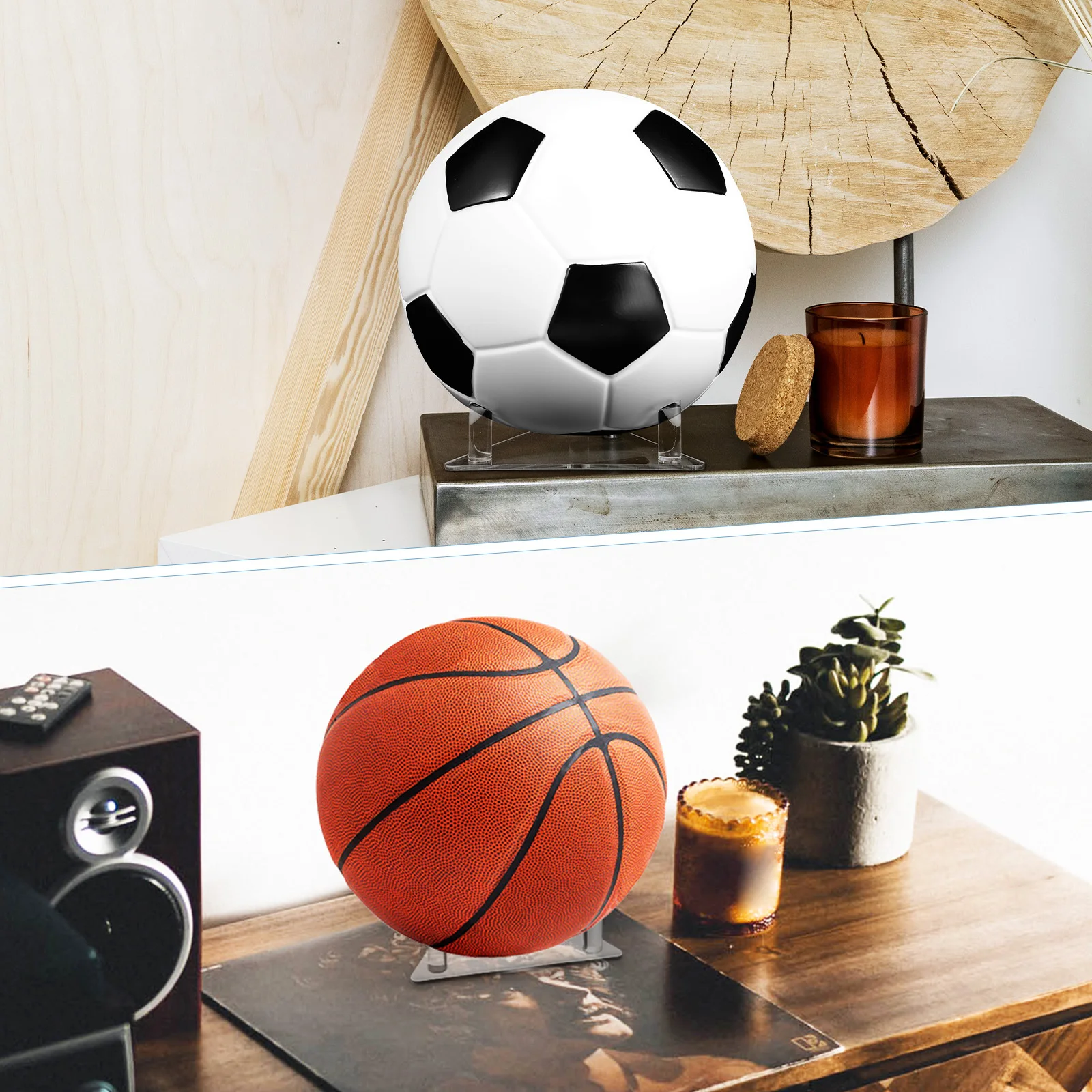 

2 Pcs Clear Sphere Stand Ball Stands Basketball Storage Frame Display Holder Football