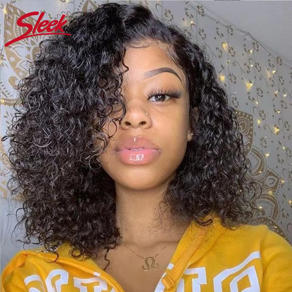 

Sleek Brazilian Water Wave Lace Front Deep Wave Bob Human Hair Wigs Black Curly Nature Remy Hair Bob Wigs Brown 4# Red 99J Wigs