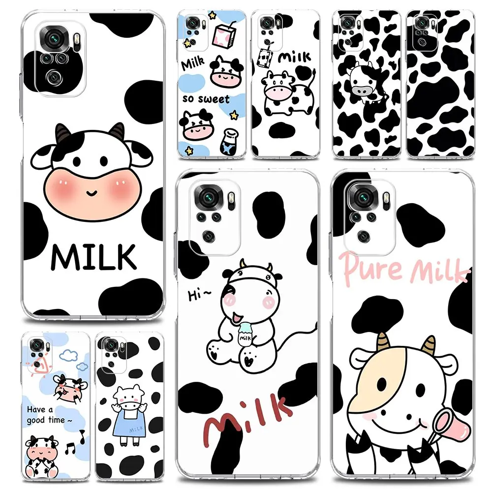 Dairy Cattle Cow Speckle Cute Phone Case For Xiaomi Redmi Note 10 9 8 7 9T 8T 9S 11 12 Pro Plus 8A 9A 9C K40 Gaming Cover Clear