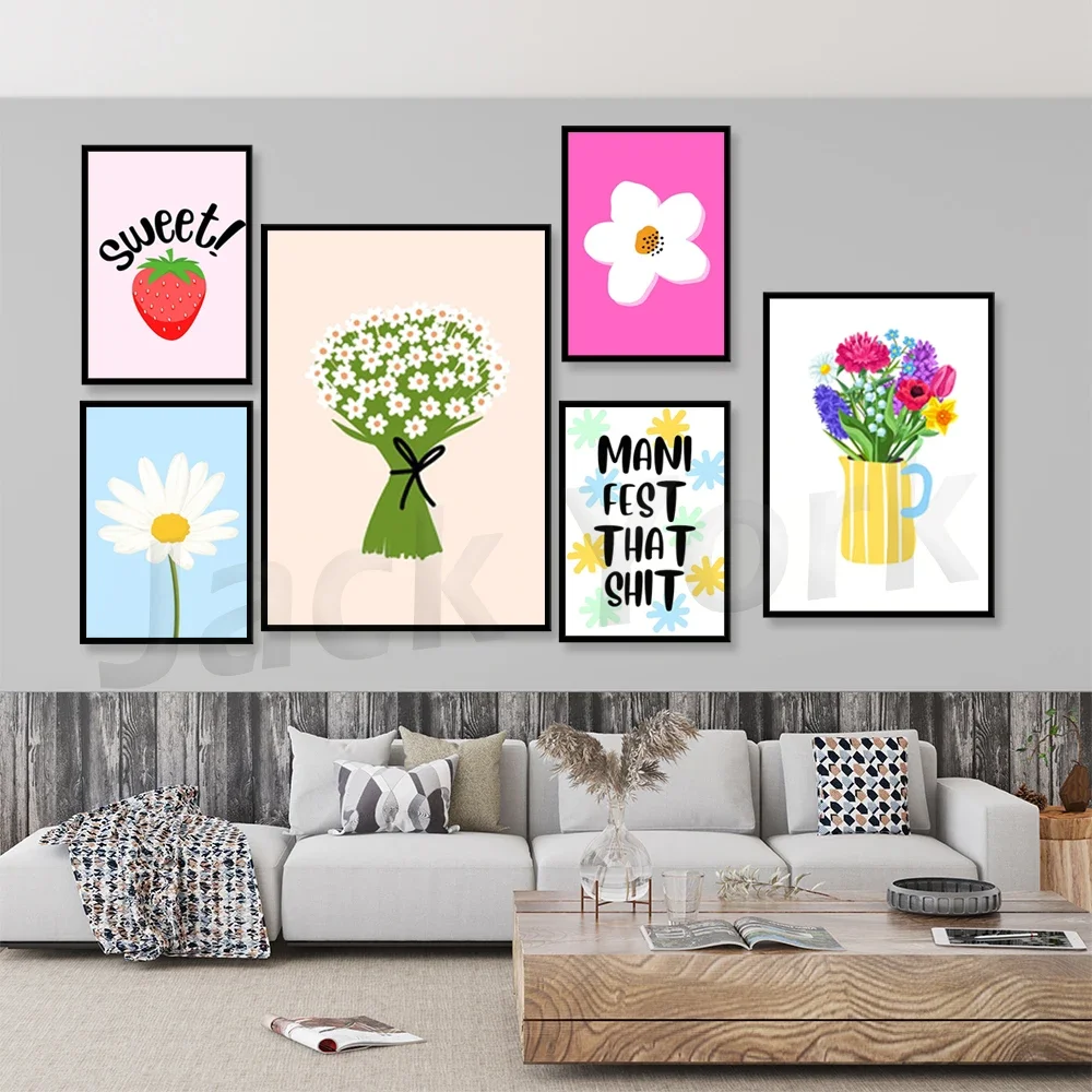 Summer Floral Cottage Core Gallery Wall Art ,Blue Daisy Art Print | Gallery Wall Art, Floral Home Decor