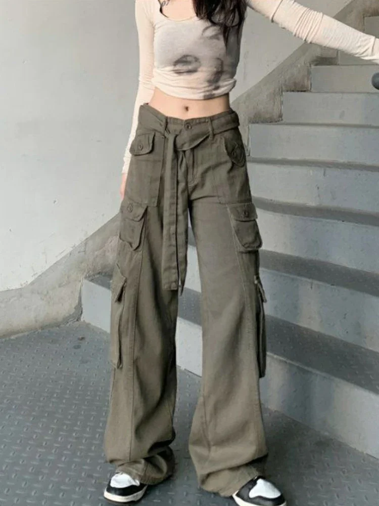 Pantalon Cargo pour Femme, Baggy Vintage, Streetwear Cool, Taille Haute, Simple, FJM, Décontracté, Simple, All-Match, Style Américain, Printemps