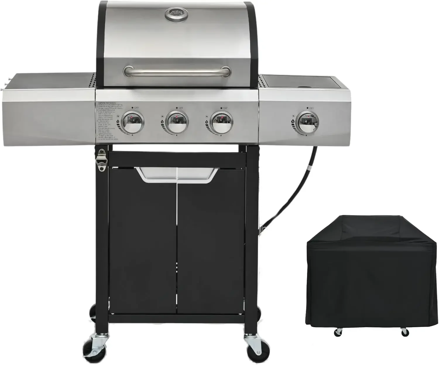 

Propane Grill 3 Burner Barbecue Grill Stainless Steel Gas Grill with Side Burner and Cover for Outdoor BBQ, Camping