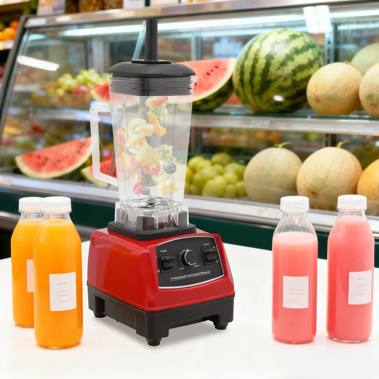 

Профессиональный коммерческий блендер для смузи 2200 Вт, 2 л (68 унций), со стальными лезвиями, функцией самоочистки, для приготовления коктейлей и измельчения льда, для домашнего использования на кухне