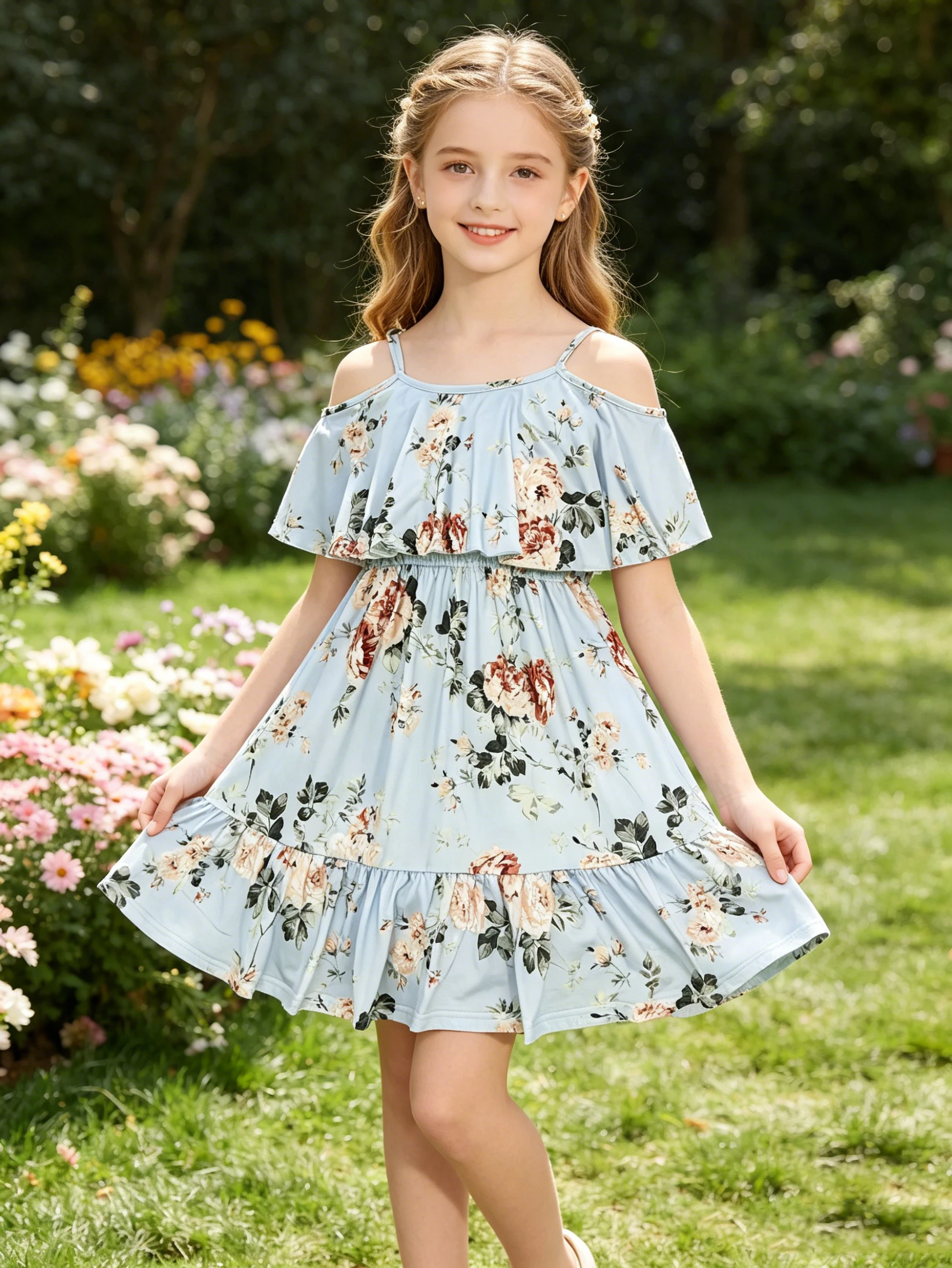 Romper Floral Print - Gaun Boho Bermotif untuk Anak Perempuan