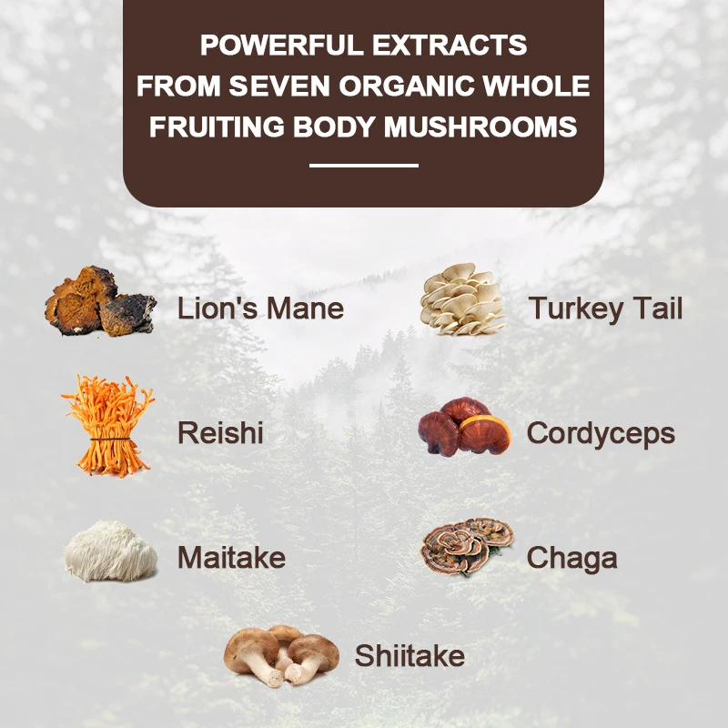 Natural Lion Mane Mushroom Capsule-Lions Mane Cordyceps Reishi - Brain Supplement for Memory and Focus Relief Stress Better Mood