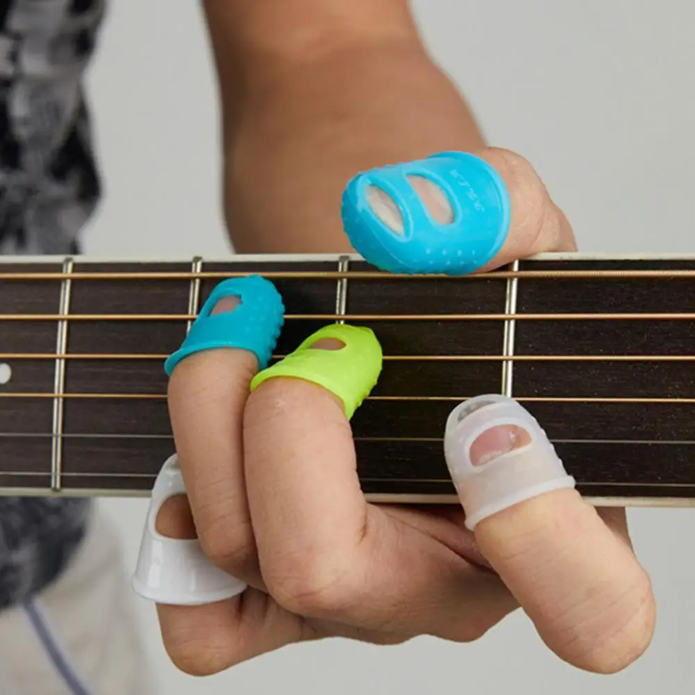 

4Pcs/Set Left Hand Fingertip Silicone Guitar Fingertip Non-slip Finger Guards Fingerstall Ukulele Antipain Finger Protector