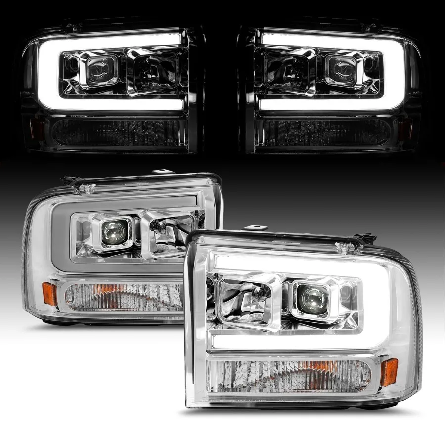 

Для 2005-2007 F250 F350 F450 Superduty 05 Excursion CType светодиодный квадратный проектор хромированная пара фар для пассажиров и водителей