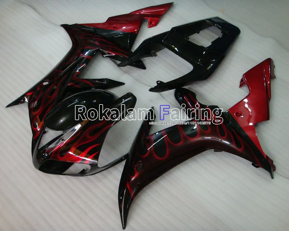 Flame Red Black Fairings For Yamaha YZF R1 2002 2003 YZF1000 02 03 YZF-R1 Motorbike Body Cowling (Injection molding)