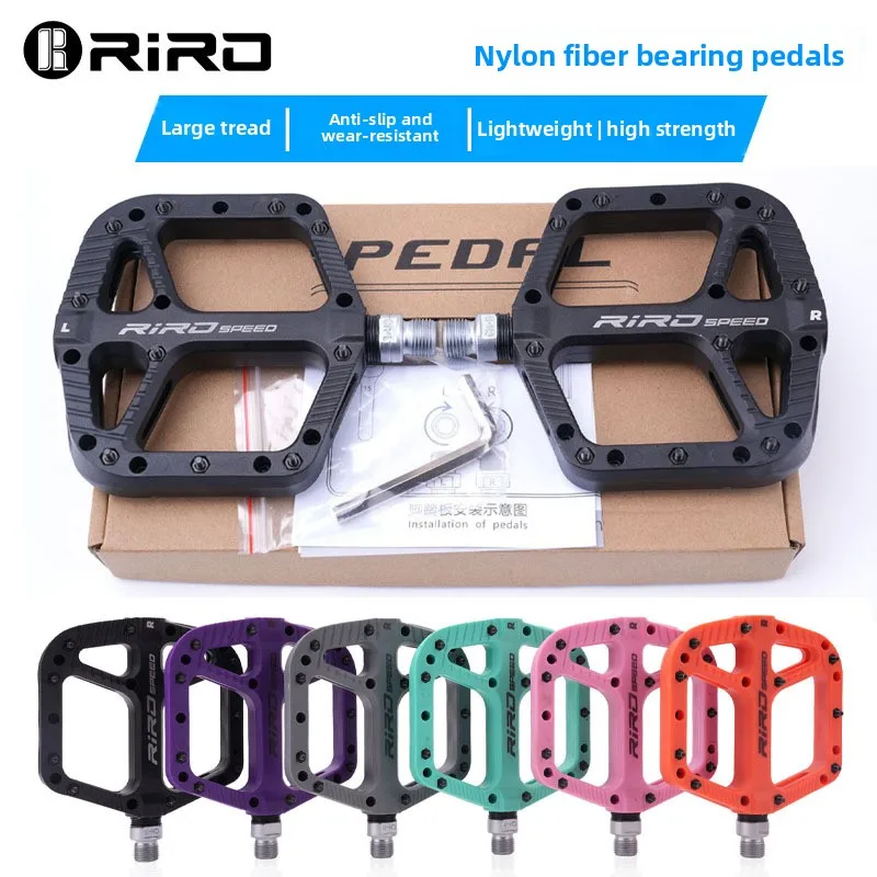 

Mountain Bike Road Bike Anti-Slip Wide Nylon Fiber Bearing Platform Pedals Pair Universal Cycling with Mounting Wrench