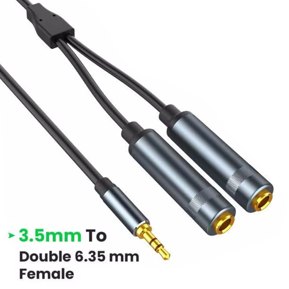 

3.5mm AUX 1/8 Inch to Dual 1/4 6.35mm TRS Stereo Jack Adapter Y Splitter Audio Extension Cable for PC Mobile Phone MP3 Speaker