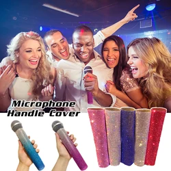 Rhinestone Bling Microphone Handle Cover Mic Sleeve Protector Accessories Wireless Microphone Cover Singer Hosts Wedding KTV