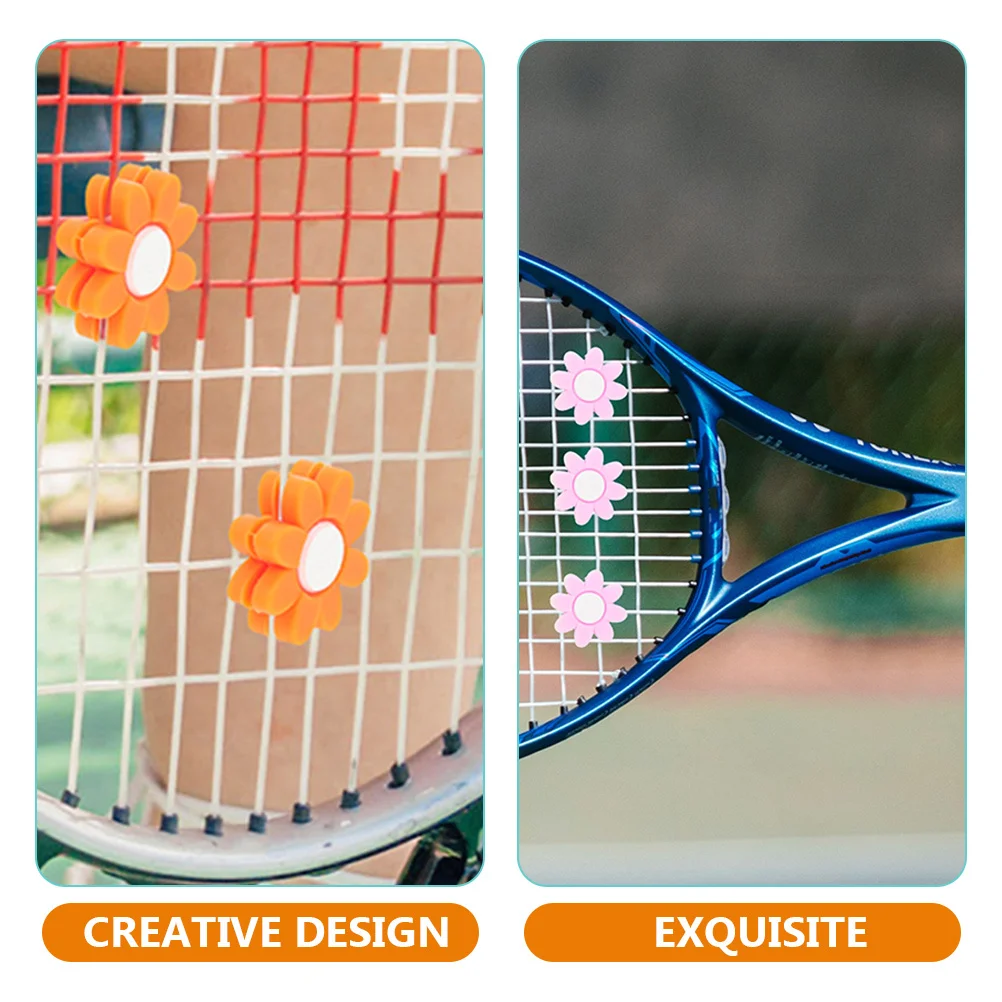 7 szt. Silikonowe tłumiki do rakiet tenisowych w kształcie kwiatów, akcesoria do redukcji wibracji, tłumiki wibracyj do tenisa