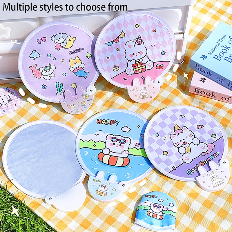 1Pc Cloth Dual Use Girly Heart Foldable Circular Fan Photo Props Reflector Fold Mini Student Outdoor Take It With You