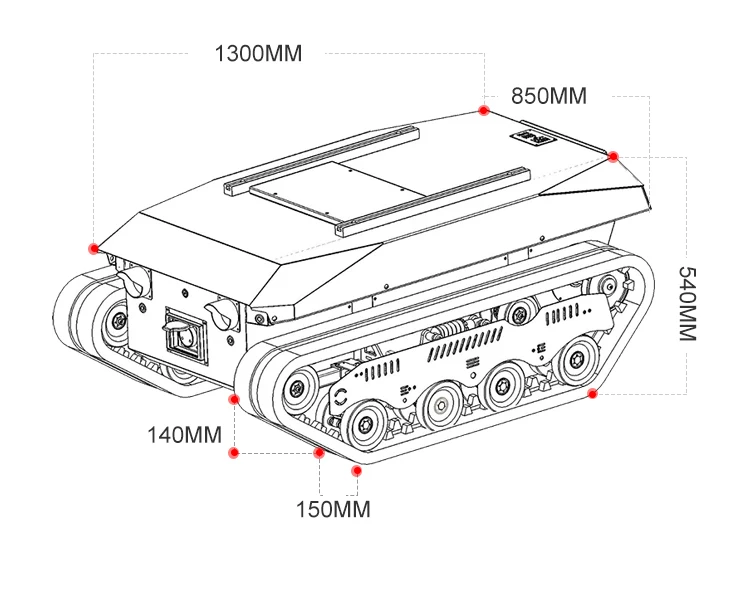 Customizable High-Speed Offroad All-Terrain Robotic Tins-13 Industrial Snowmobile Swamp Tracked Platform with Rubber Track