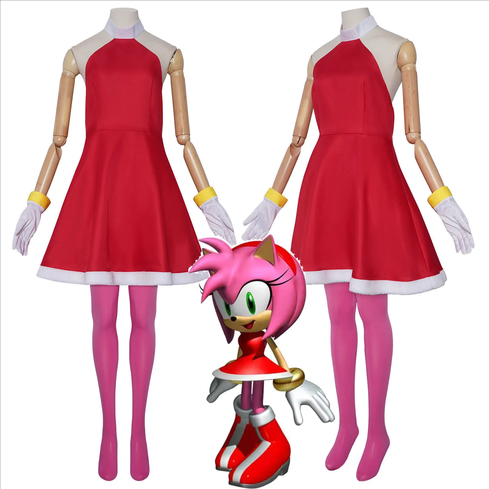 

Костюм для косплея Amy Rose Rosy The Rascal, красное платье для косплея, женский игровой костюм для косплея, платье для ролевых игр на Хэллоуин