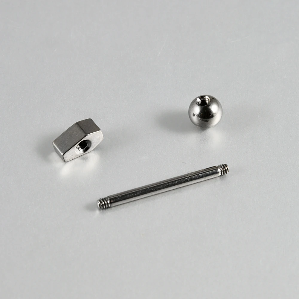 1PC Titanium Coffin Opal Tongue Barbell External thread Piercings Screw Barbell Flash Film Coffin Tongue Piercing Body  Jewelry