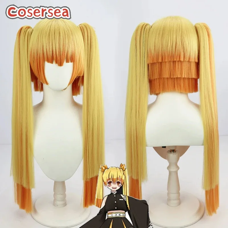 

Cosersea Agatsuma Zenitsu Cosplay Wigs Demon Slaye 65cm Long Blonde Mixed Orange Ponytail Cos Wig Synthetic Hair Heat Resistant