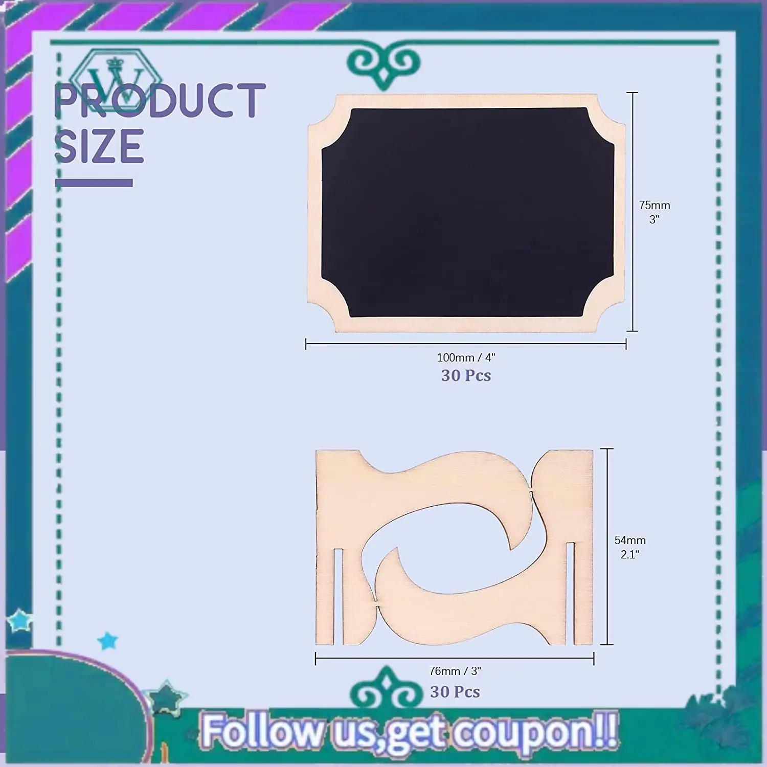 

Upgraded 30Pcs Mini Chalkboard Sign Food Labels For Party Buffet, Wooden Small Chalk Board Signs (Rectangle Notch )