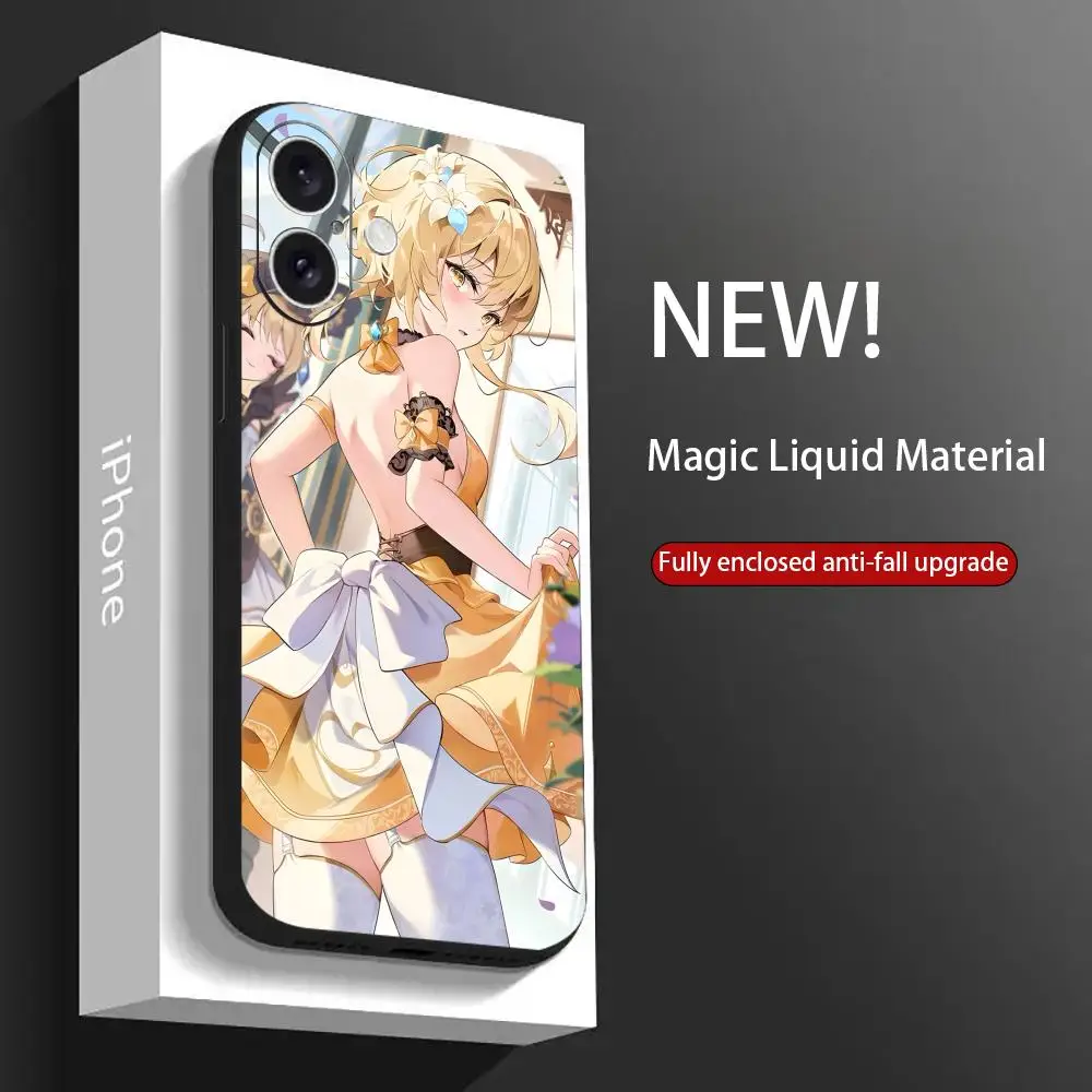 Genshin Impact Game Lumine Phone Case For iPhone 16 15 14 13 12 11 X XR XS 8 Plus Mini Pro Max Soft black Shockproof Cover