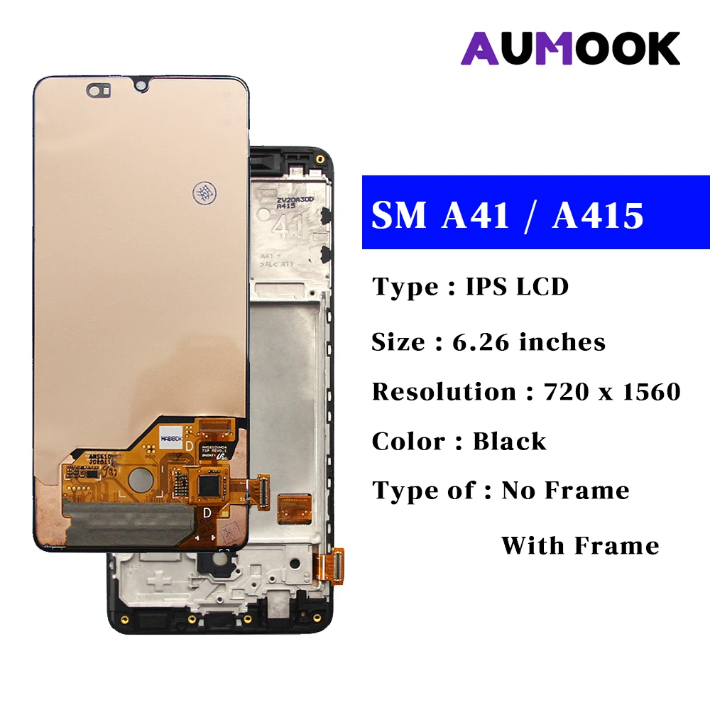 A41 Super AMOLED for Samsung A415F LCD Display Touch Screen Digitizer Assembly For Samsung A41 Screen With Frame LCD image 2