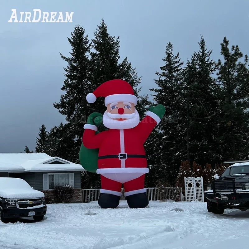 Babbo Natale gonfiabile gigante Decorazione natalizia all'aperto Grande Babbo Natale gonfiabile con ventilatore per le vacanze nel cortile di Natale